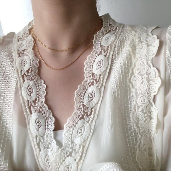 NEW 18K Gold Plated Double Layer Chain Necklace 0 - Picture 8 of 10